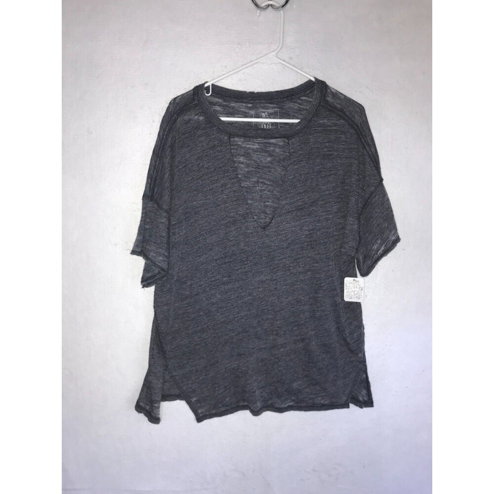 Free People Walking On A Dream Tunic Top Shirt Gray Front Keyhole S New